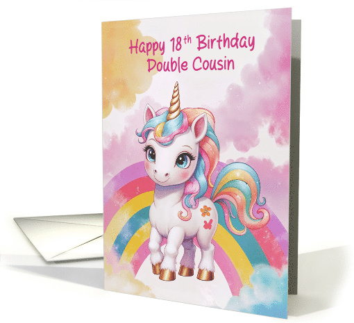 Double Cousin's 18th Birthday Rainbow Unicorn card (1935006)