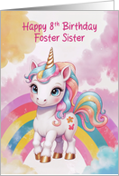Foster Sister’s 8th Birthday Rainbow Unicorn card