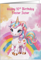 Foster Sister’s 10th Birthday Rainbow Unicorn card