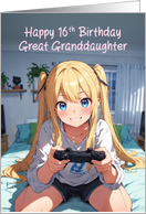 Great Granddaughter’s 16th Birthday Anime Gamer Girl card