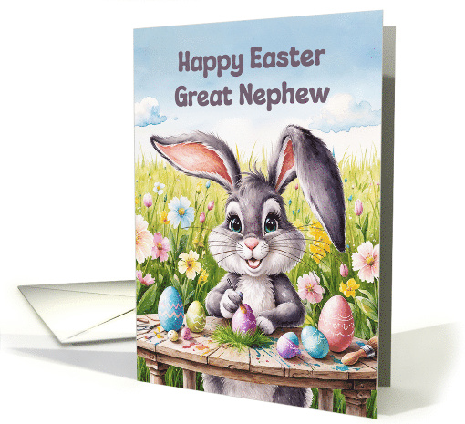 Happy Easter Great Nephew Watercolor Rabbit Painting Eggs card