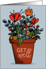 Get Well Flowers in Cheerful Terra Cotta Pot card