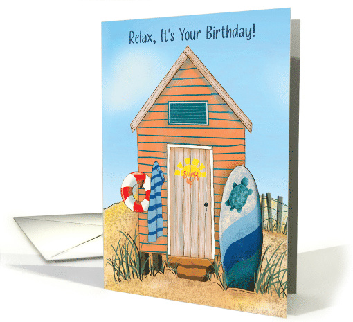 Coastal Beach Hut Birthday card (1905888)
