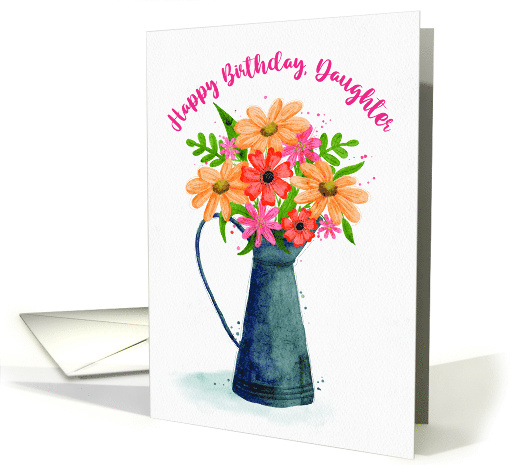 Happy Birthday Daughter Flowers in a Tin Watering Can card (1908840)