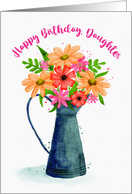 Happy Birthday Daughter Flowers in a Tin Watering Can card