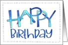 Happy Birthday Blue Ombre Word Art card