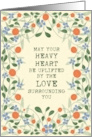 Sympathy Heavy Heart Folk Art Floral card