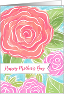 For Stepmom Mother’s Day Pink Painterly Rose card