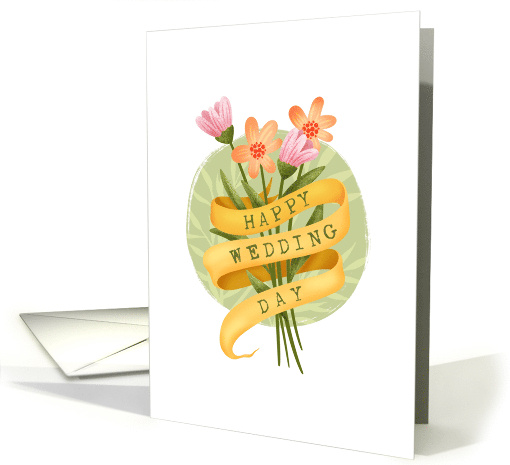 Congratulations on Wedding Day Flowers with Banner card (1916494)