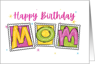 For Mother Bright Birthday Stamps card