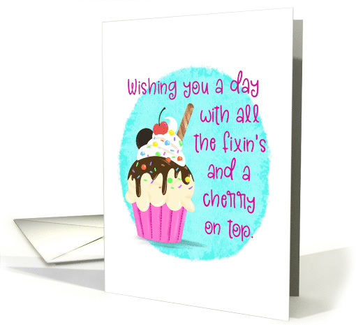 Happy Birthday Ice Cream with Cherry on Top card (1926690)