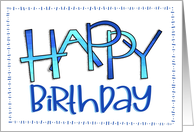 Happy Birthday Blue Ombre Word Art card