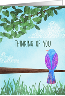 Thinking of You Mixed Media Bird on Branch card