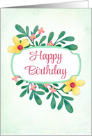 Happy Birthday Banner with Whimsical Flowers card
