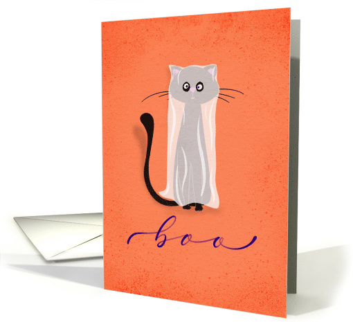 Halloween Cat in Ghost Costume Pun card (1945822)