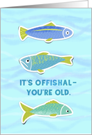Birthday Officially Old Age Joke Fish card