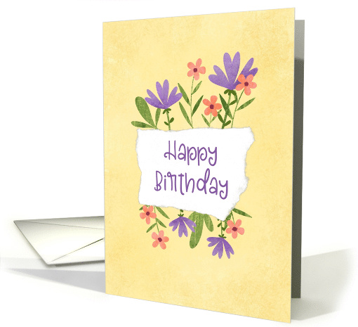 Birthday Collage Flowers with Torn Paper Note card (1948396)