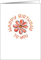 Birthday Small Painted Flower in Circle card
