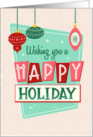 Happy Holiday Retro with Ornaments card