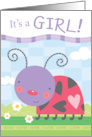 Its a Girl New Baby with Ladybug Hearts and Flowers card