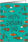 Happy Birthday Dad with Water, Fish and Fishing Lures card