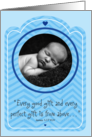 Customizable Religious Baby Boy Birth Announcement with Photo card