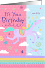 Customizable Its Your Birthday Girl Unicorn with Stars Bookmark card