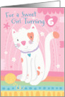 Customizable Birthday Age For Girl with Cat in Pastels card