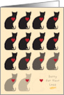 Pet Sympathy for Cat Owner with Cat Silhouettes Heart and Fish card