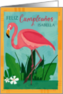 Spanish Language Customizable Happy Birthday Flamingo Tropical card