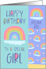 Happy Birthday to a Special Girl Rainbow Bookmark card