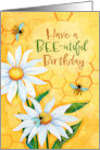 Birthday Bees and Daisies with Honeycomb Pattern card