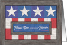 Thank You For Your Service Patriotic Red White and Blue Rustic card