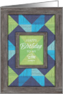 Birthday Son Rustic Barn Wood Effect and Geometric Quilt Pattern card