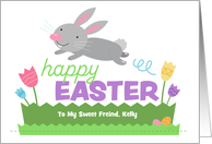Customizable Happy Easter with Hopping Bunny card