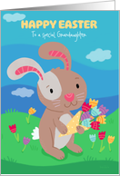Customizable Happy Easter Bunny with Flowers card