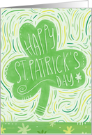 Happy St. Patricks Day Shamrock Hand Lettered with Green Tones card