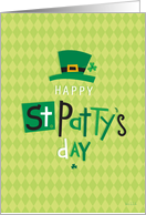 Happy St. Pattys Day Hand Lettered with Hat and Shamrock card