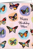 Happy Birthday Mom with Colorful Collage Butterflies card