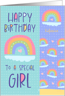 Customizable Happy Birthday to a Special Girl Rainbow Bookmark card