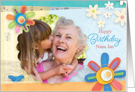 Customizable Name and Photo Birthday Floral Collage with Butterfly card
