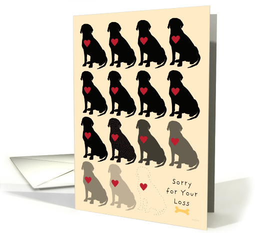 Pet Sympathy for Dog Owner with Dog Silhouettes Heart and Bone card