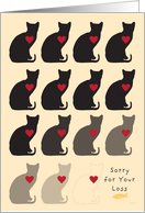Pet Sympathy for Cat Owner with Cat Silhouettes Heart and Fish card
