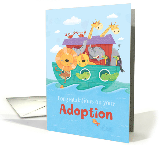 Adoption Gender Neutral Noahs Ark with Giraffes Elephants Lions card