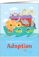 Adoption Gender Neutral Noahs Ark with Giraffes Elephants Lions card