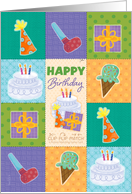 Happy Birthday Matching Game Activity with Colorful Party Items card