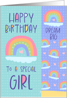 Happy Birthday to a Special Girl Rainbow Bookmark card