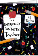 Teacher School Supplies Apples Pencils Collage Bookmark card