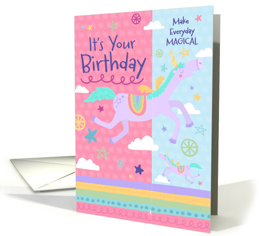 Its Your Birthday Girl Magical Unicorn with Stars Bookmark card