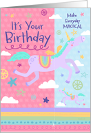 Its Your Birthday Girl Magical Unicorn with Stars Bookmark card
